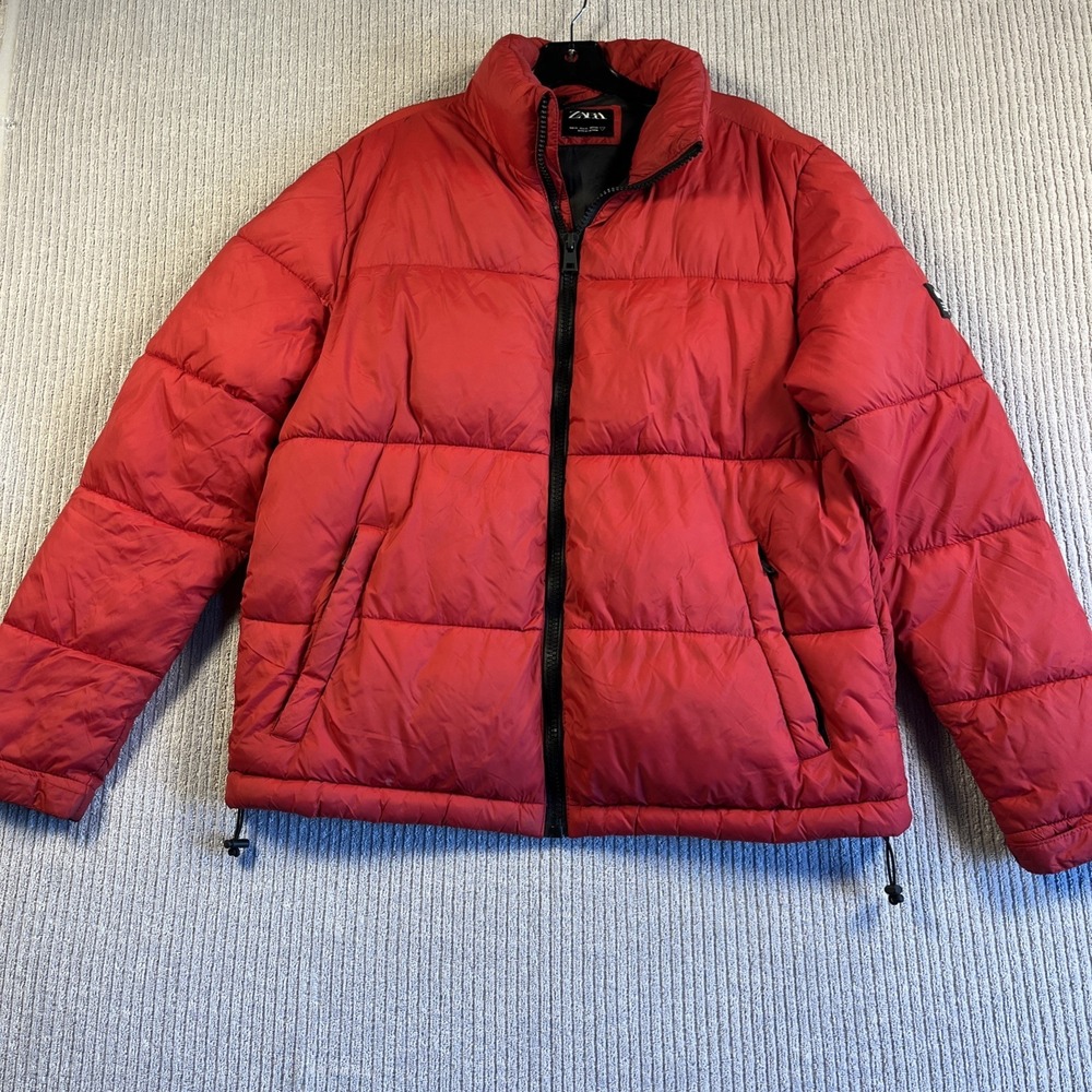 Zara Puffer Jacket Men's XL Red Poly‎ Eco Fill